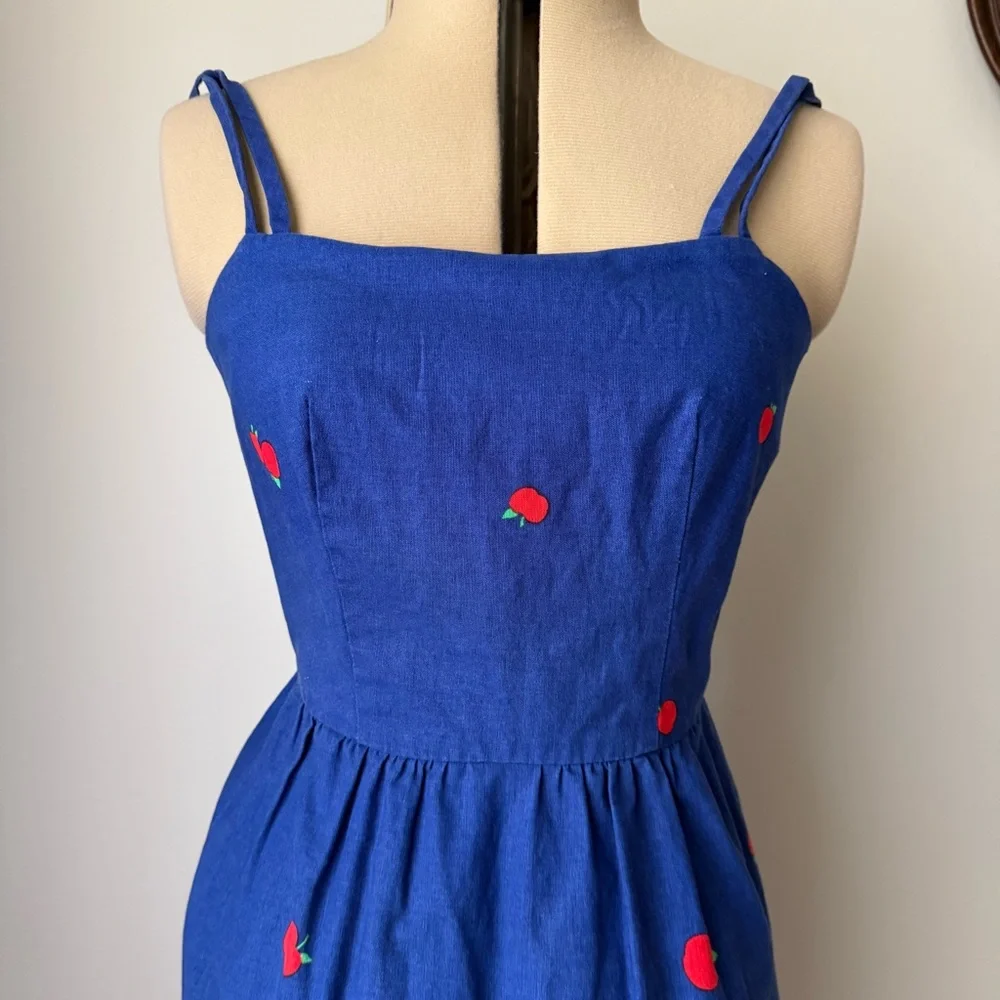 Vintage 1960s apple print Hawaiian barkcloth dress - Malia Honolulu - Picture 2 of 9